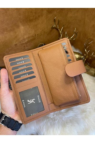 SANAT Sl-2183 Genuine Leather Patina Stylish Women's Portfolio Wallet 19cm X 9cm