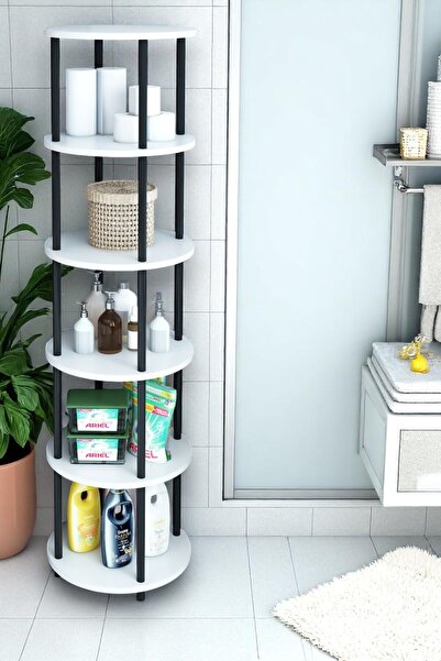 Modalanka 6 Raflı Yuvarlak Banyo Dolabı Rafı Banyo Düzenleyici Banyo Kileri H...