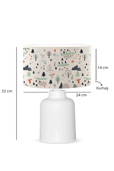 HOMİNG Nature Patterned Fabric Printed Kids Room Lampshade Ayd-3505-1