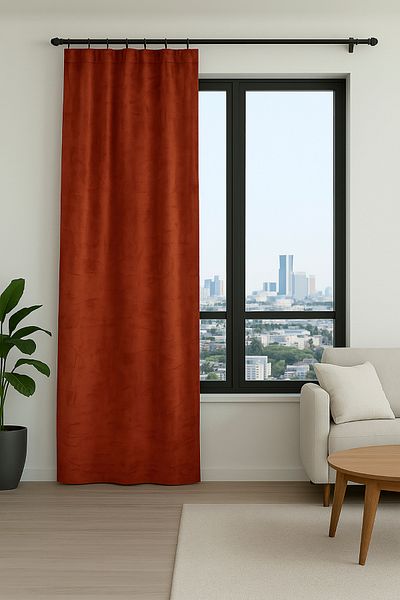 Premier Home Velvet Background Curtain 140X270 Cinnamon