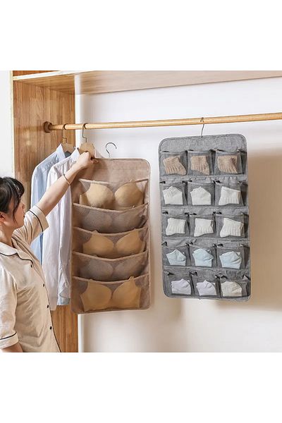MorPort 20 Pockets In-Cabinet Underwear Organizer I Two-Sided Hanging In-Cabinet Bra Organizer