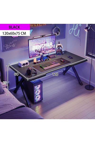 VINNYSEN Gaming Desk, Computer Desk Home Office Desk Extra Large Modern Ergonomic Black Pc Table(120*60CM)
