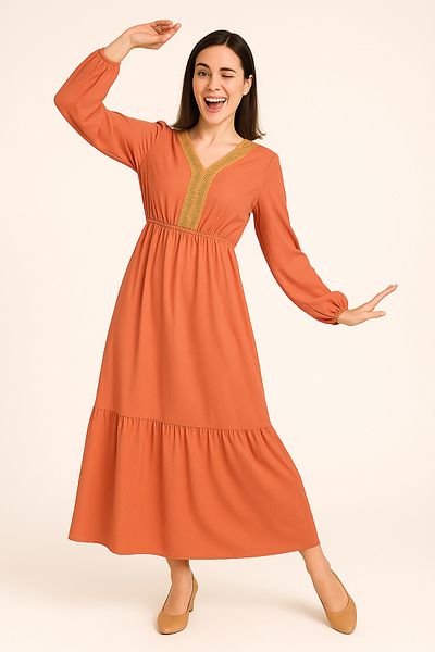 Lilo Co V-Neck Crochet Dress