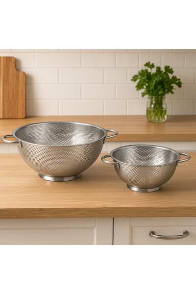 Hanedan HOME 2 Liter Strainer, Stainless Steel Strainer, Pasta Strainer - 26 cm and 28 cm