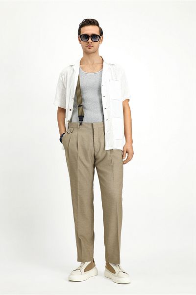 Kiğılı Linen Blend Pleated Classic Fabric Trousers