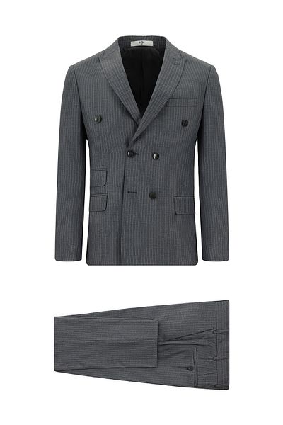 Kiğılı Super Slim Fit Extra Slim Fit Striped Double Breasted Suit