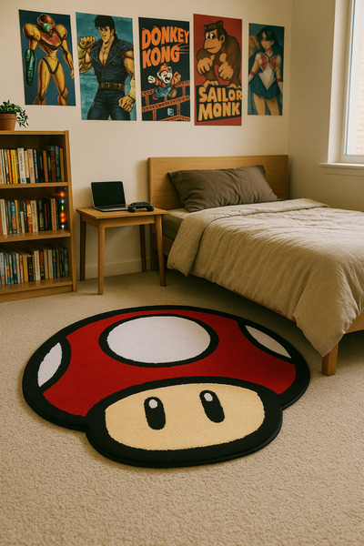 rellhome El Yapımı Super Mario Mantar Tufting Halı