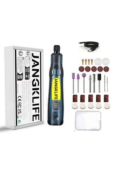 Choice مجموعة أدوات دوارة لاسلكية بمنفذ USB من JANGKLIFE مكونة من 28 قطعة، قلم نقش للأعمال الخشبية، للمجوهرات، المعادن، الزجاج، مي