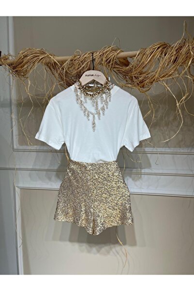 Thil Parlak Pul Payet Astarlı Yan Fermuarlı Şort