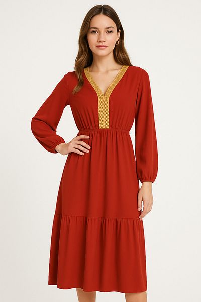 Lilo Co V-Neck Crochet Dress
