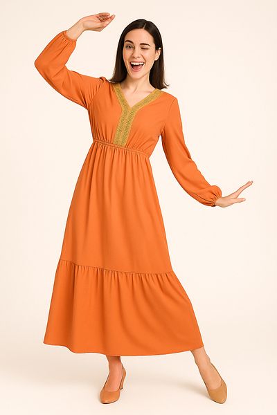Lilo Co V-Neck Crochet Dress