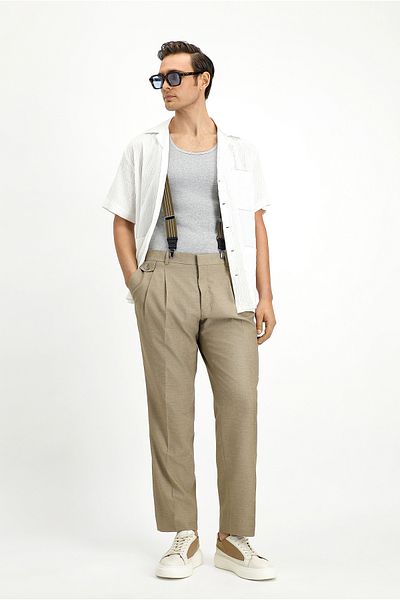 Kiğılı Linen Blend Pleated Classic Fabric Trousers