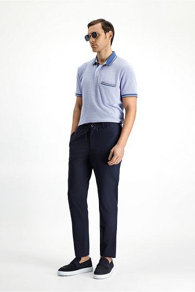 Kiğılı Super Slim Fit Extra Slim Fit Elastic Waist String Seersucker Lycra Classic Fabric Trousers