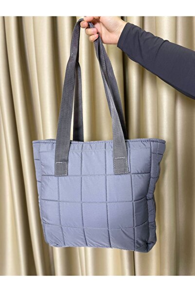 VELLICHOR Geantă cu mâner matlasată de volum mare, gri