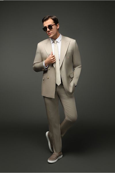 Kiğılı Super Slim Fit Extra Slim Fit Cotton Lyocell Double Breasted Suit