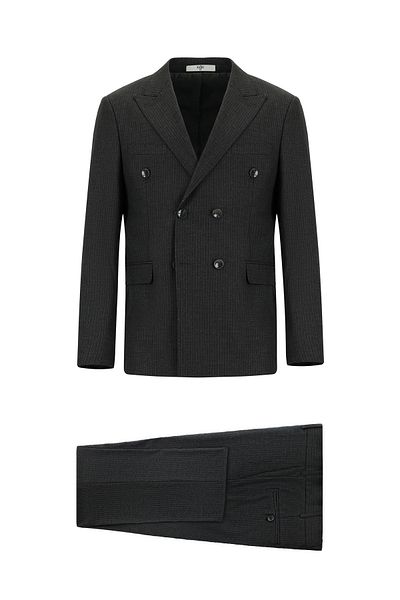 Kiğılı Slim Fit Slim Fit Striped Woolen Double Breasted Suit