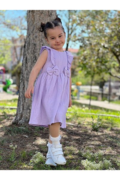 Pollito Girl's Bow Detailed Muslin Dress