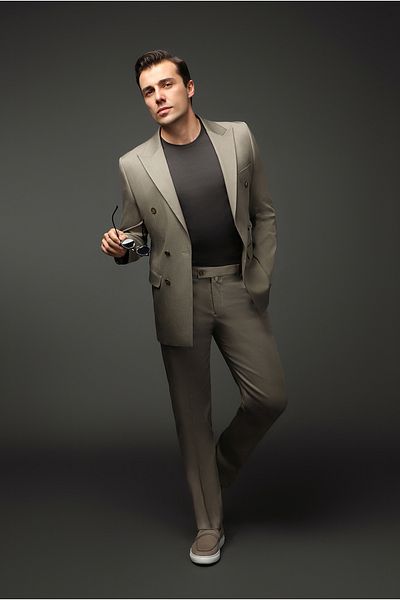 Kiğılı Super Slim Fit Extra Slim Fit Cotton Lyocell Double Breasted Suit