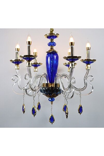 Mutlu Avize Salon,oturma Odası Cam Kol 6 Lı Mavi-şeffaf