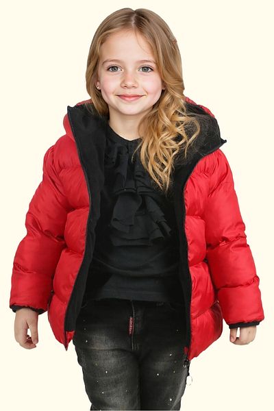 Firststops Girl's Red Waterproof Wind Resistant Inflatable Winter Jacket - Hooded