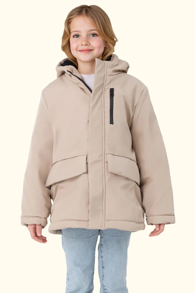 Firststops Girls - Waterproof and Windproof Hooded Fur Coat, 3 Pocket Winter Parka