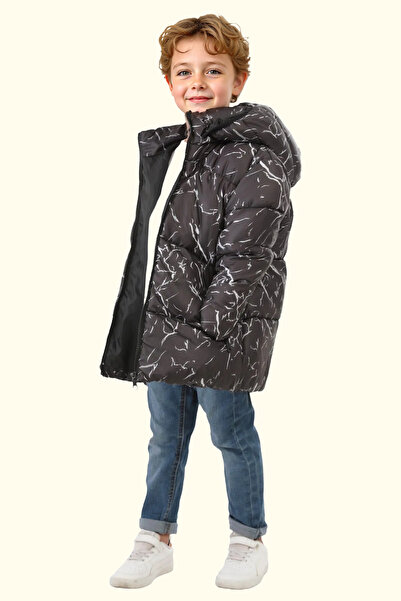 Firststops Chlapecká zimní bunda Puffer - černá, odepínací kapuce, vodě a větru odolná, s kapsami