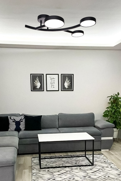 Fer Avize Avize Leyla Ledli Dekoratif Modern Enerji Tasarruflu 3Lü Led 3 Renk Işık Oturma Odası  Salon Mutfak