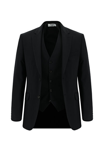 Kiğılı Slim Fit Dar Kesim Klasik Yelekli Takım Elbise