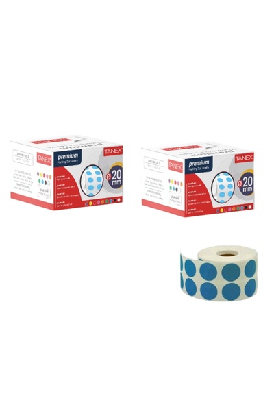 Tanex ETICHETE PUNCT 20 MM ALBASTRU 2500 BUC (DUA CUTII)