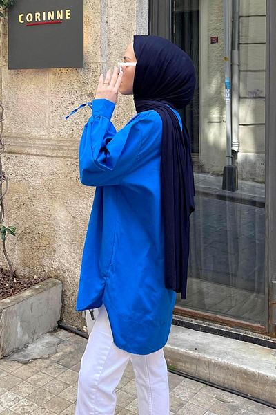 lamelif Saks Blue Tunic - Με Ράβδο στη Μανσέτα