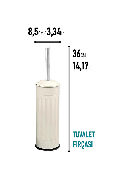 Eforeca Vintage Tuvalet Fırçası Çizgili Krem