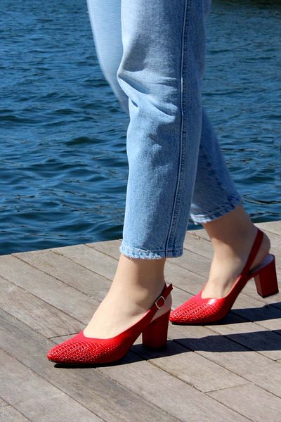 FAST STEP Genuine Leather Women's Thick Heeled Shoes 064Za360