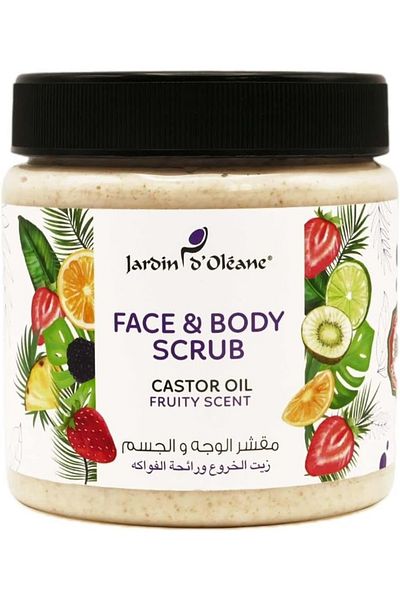 Jardin D Oleane Face & Body Scrub Castor Oil & Fruity Scent 500ml