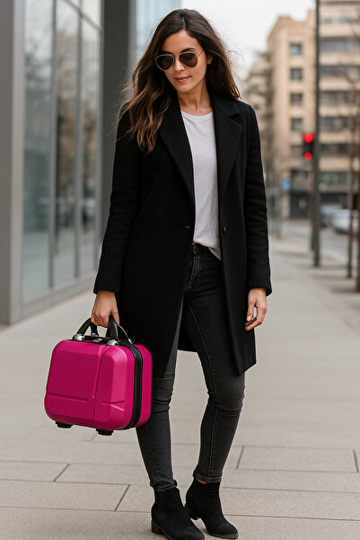 RELIANCE Geantă de machiaj roz Abs - Cutie cosmetică de tip călătorie și vali...