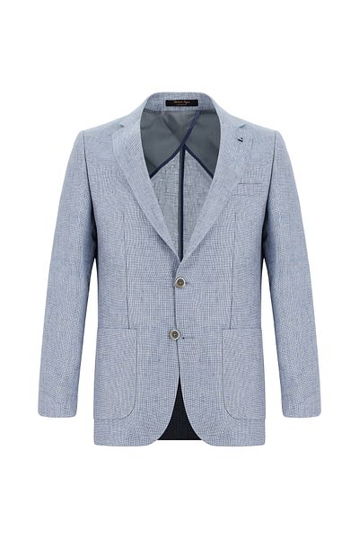 Abdullah Kiğılı Patterned Linen Jacket - Regular Fit
