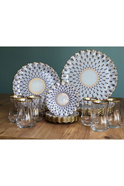 B&M Mücevher Desenli Kıvrımlı 24 Parça Kahvaltı Seti