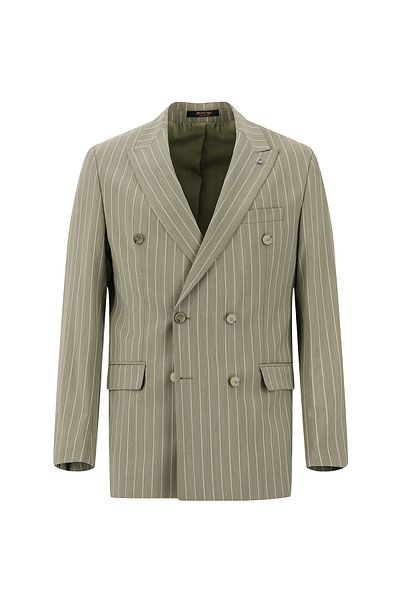 Abdullah Kiğılı Woolen Striped Regular Fit Double Breasted Suit