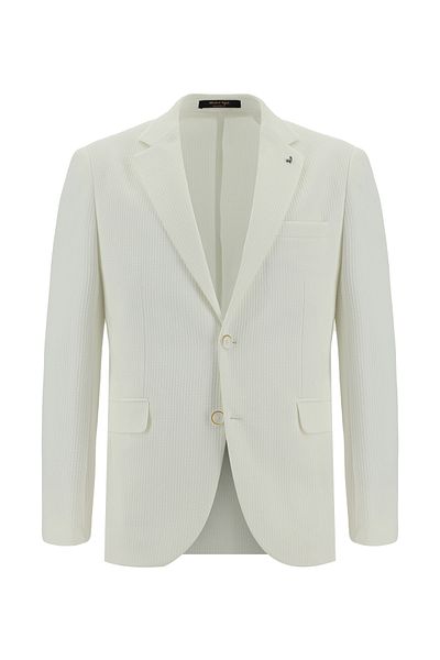 Abdullah Kiğılı Slim Fit Slim Fit Patterned Cotton Knitted Seersucker Jacket