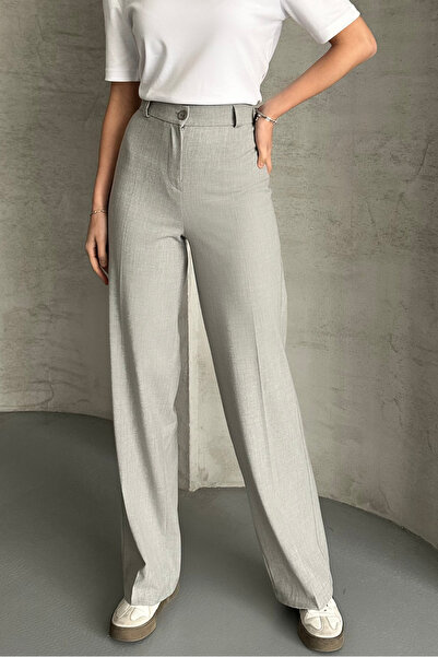 macharel jeans Gray Straight Fabric Trousers