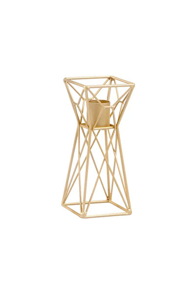 Generic 2 Pieces Geometric Metal Candle Holder - Gold