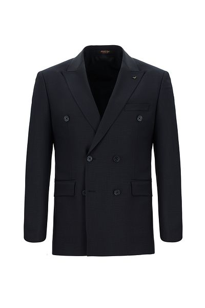 Abdullah Kiğılı Double-breasted Slim Fit Wool Eyelet Suit