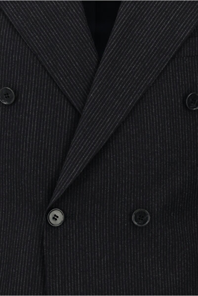 Kiğılı Slim Fit Dar Kesim Çizgili Yün Kruvaze Takım Elbise