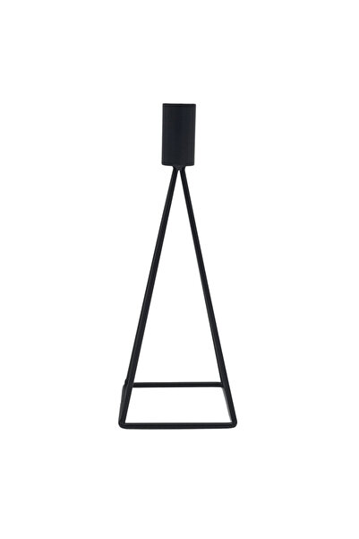 Generic قطعتين من حامل شموع معدني هرمي - أسود