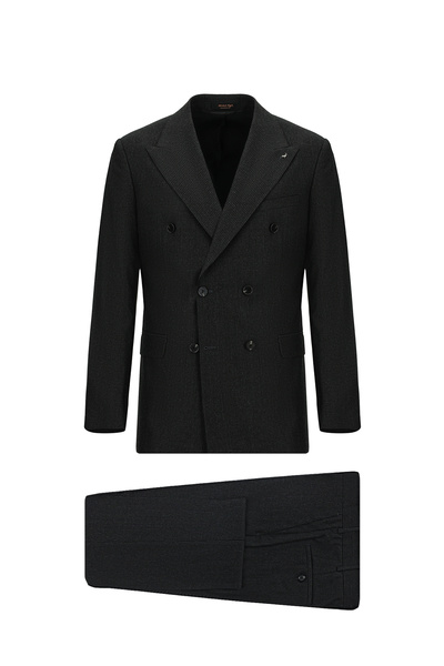 Kiğılı Slim Fit Dar Kesim Çizgili Yün Kruvaze Takım Elbise