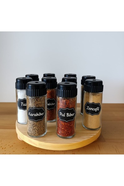 Bella Maison 12'li Cam Baharatlık Seti, Döner Kapaklı Kilitlenebilir Baharatlık Seti