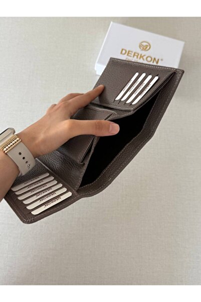 DERKON Medium Size Genuine Leather Women's Wallet Mink Color