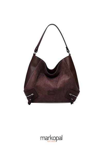 MORCA Genuine Suede Casual Tote Women's Shoulder Bag Izg2200-1 Brown
