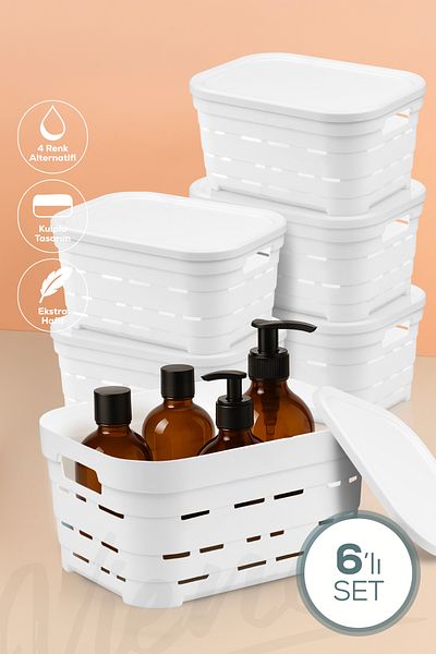 Vienev 6 Lid 3.8 Liter Perforated Storage Box White