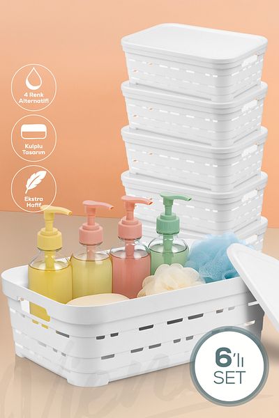 Vienev 6 Lid 8.2 Liter Perforated Storage Box White