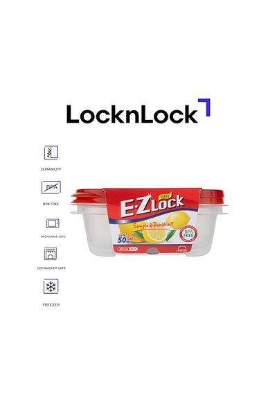 locknlock EzLock Rectangle Container Set - 520ml (Set of 2)